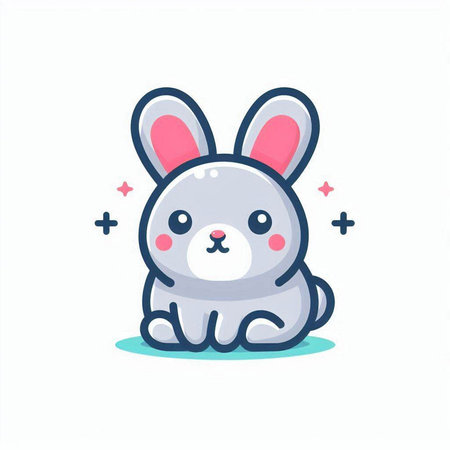 Cute rabbit. Vector illustration in a flat style on a white background.のイラスト素材