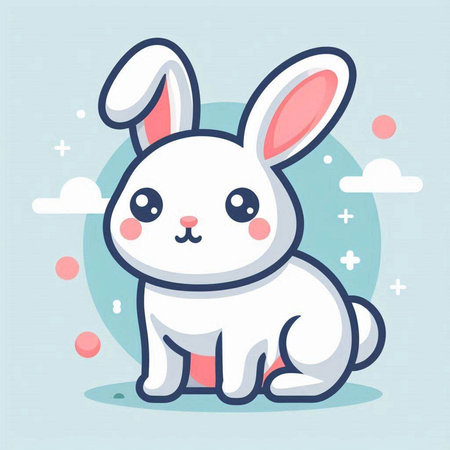 Cute cartoon rabbit. Vector illustration of a cute little rabbit.のイラスト素材