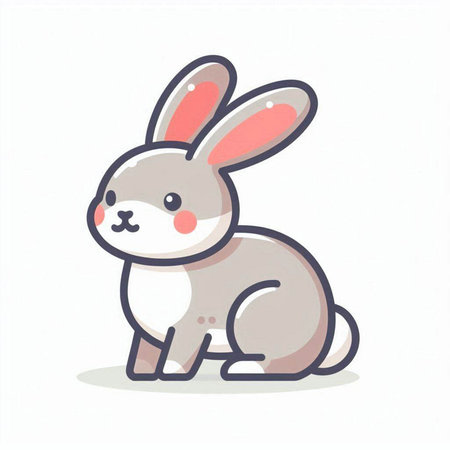Cute cartoon rabbit. Vector illustration of a cute rabbit on a white background.のイラスト素材