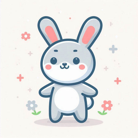 Cute cartoon bunny. Vector illustration. Cute bunny character.のイラスト素材