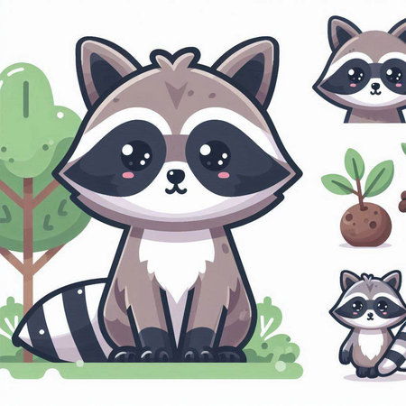 cute raccoon cartoon animal character vector illustration design.eps10のイラスト素材