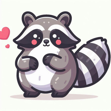 Cute raccoon with heart. Vector illustration of cartoon character.のイラスト素材