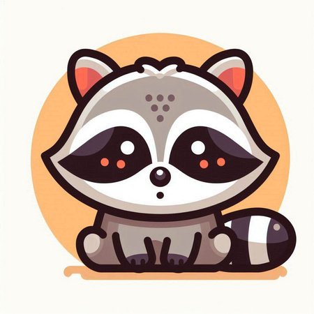Cute raccoon. Vector illustration in cartoon style on white background.のイラスト素材