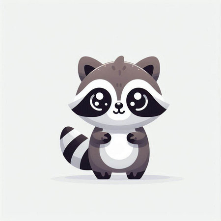 Cute raccoon. Vector illustration. Isolated on white background.のイラスト素材