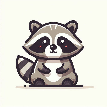 Cute raccoon vector illustration. Cute cartoon raccoon character.のイラスト素材