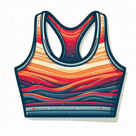 Vector illustration of a tank top with a pattern of red stripes.のイラスト素材