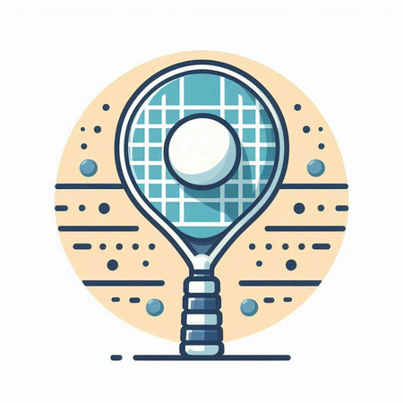 Tennis racket and ball. Vector illustration in trendy flat style.のイラスト素材