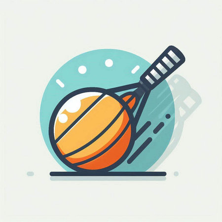 Tennis racket and ball icon. Flat design. Vector illustration.のイラスト素材