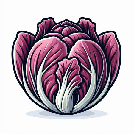 Illustration of a pink chinese cabbage isolated on a white backgroundのイラスト素材