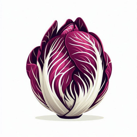 Radicchio, red chinese cabbage, vegetable vector illustration.のイラスト素材