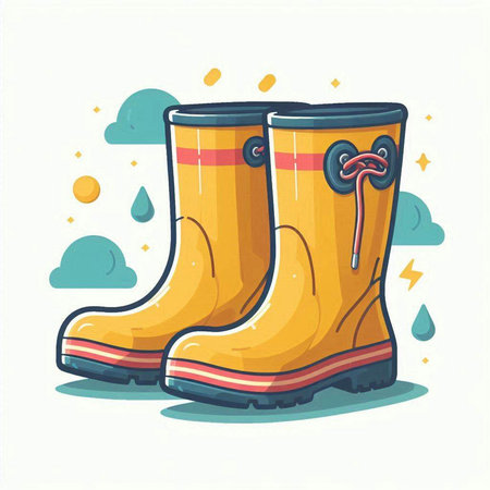 Rubber boots on a white background. Vector illustration in cartoon style.のイラスト素材