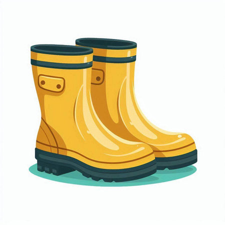 Rubber boots isolated on a white background. Vector illustration in cartoon style.のイラスト素材