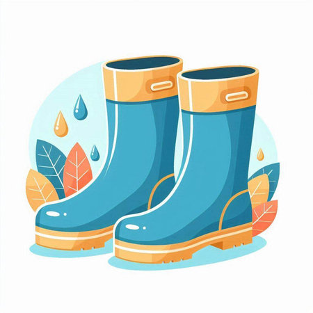 Waterproof rubber boots. Vector illustration in cartoon style on a white background.のイラスト素材