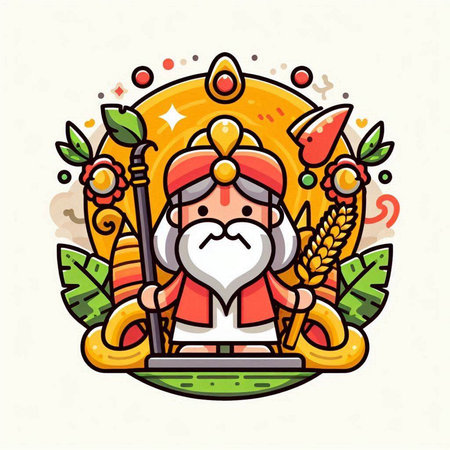 Ganesha. Vector illustration of a Ganesha in traditional clothes.のイラスト素材