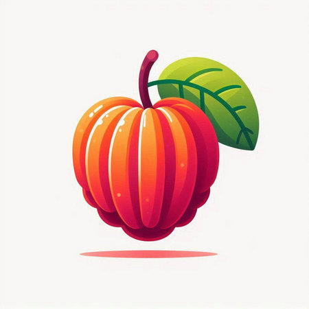 Pumpkin with leaf. Vector illustration, isolated on white background.のイラスト素材