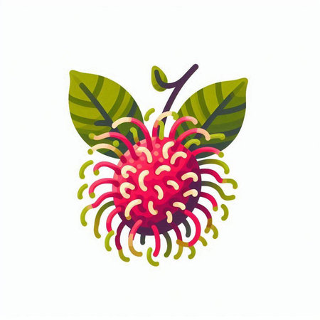 Rambutan fruit icon isolated on white background. Vector illustration.のイラスト素材