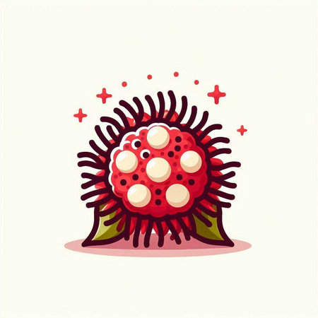 Illustration of a cute red sea anemone on a white backgroundのイラスト素材