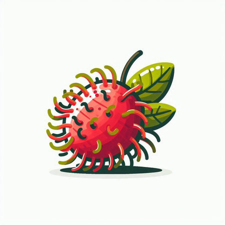 Rambutan fruit vector illustration isolated on white background. Rambutan icon.のイラスト素材
