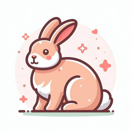 Cute rabbit on white background. Vector illustration in flat style.のイラスト素材