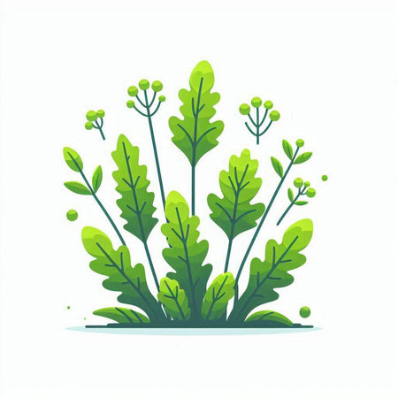 Green plant isolated on white background. Vector illustration in flat style.のイラスト素材