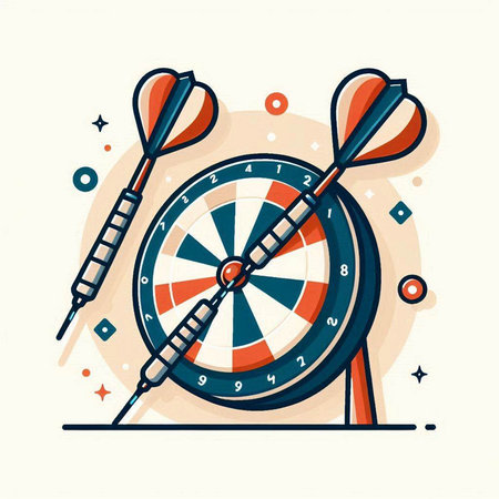 Darts board and arrow. Vector illustration in flat linear style.のイラスト素材