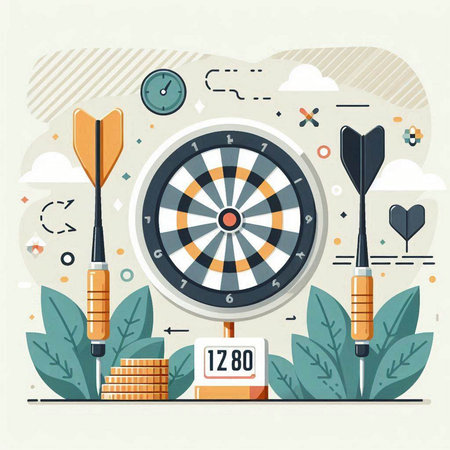 Darts and darts in flat design style. Vector illustration for web and mobile applications.のイラスト素材