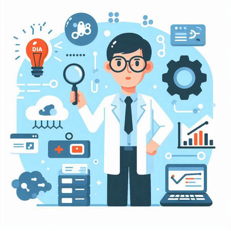 Flat design modern vector illustration concept of SEO and web development.のイラスト素材