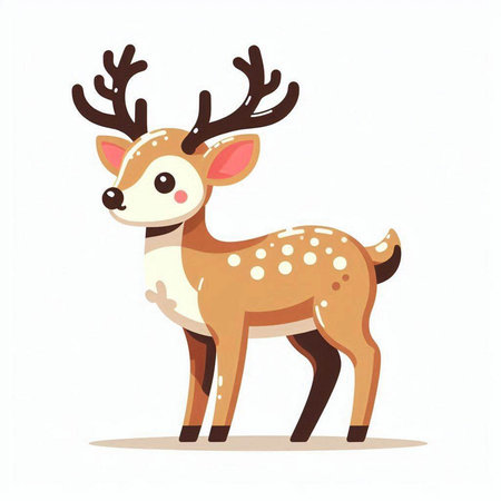 Cute cartoon deer isolated on a white background. Vector illustration.のイラスト素材