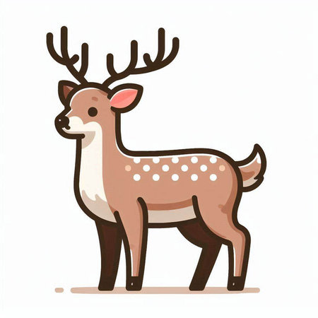 Deer. Vector illustration isolated on white background. Cartoon style.のイラスト素材