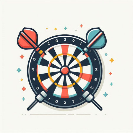 Dartboard icon on white background. Flat style vector illustration.のイラスト素材