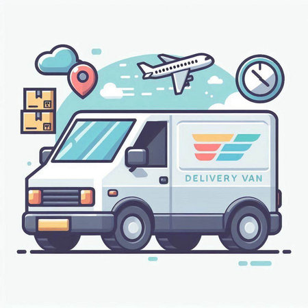 Delivery van vector illustration. Flat style design for web and print.のイラスト素材