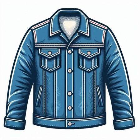 Denim jacket isolated on white background. Vector illustration in sketch style.のイラスト素材