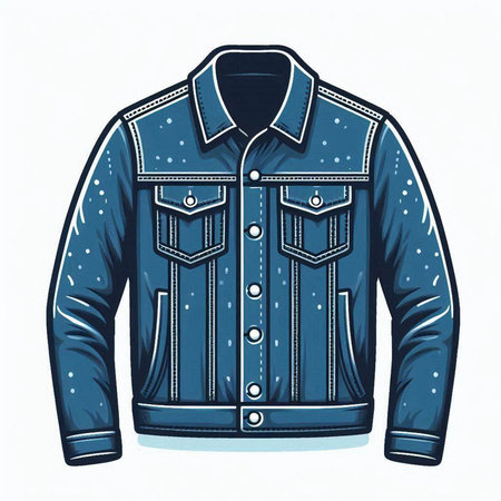 Denim jacket. Vector illustration. Isolated on white background.のイラスト素材