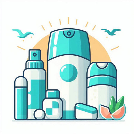 Cosmetic products set for skin care and hygiene. Vector illustration.のイラスト素材