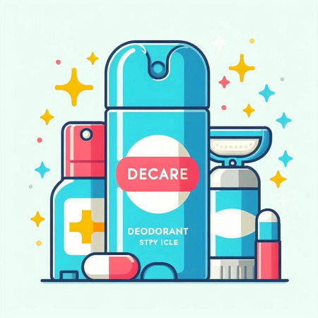 Vector illustration of a set of medical and cosmetic products. Flat style.のイラスト素材