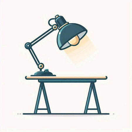 Illustration of a desk lamp on a white background. Vector illustrationのイラスト素材
