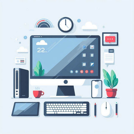 Modern flat design vector illustration concept of online education, distance learning, e-learning, webinar, video conference.のイラスト素材