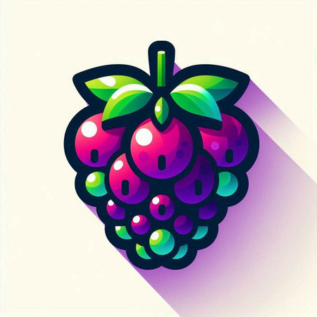 Raspberry icon, vector illustration. Flat design style with long shadowのイラスト素材