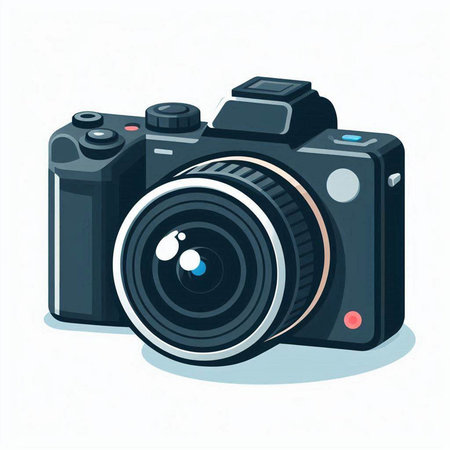 Camera icon. Vector illustration of a camera. Isolated on white background.のイラスト素材
