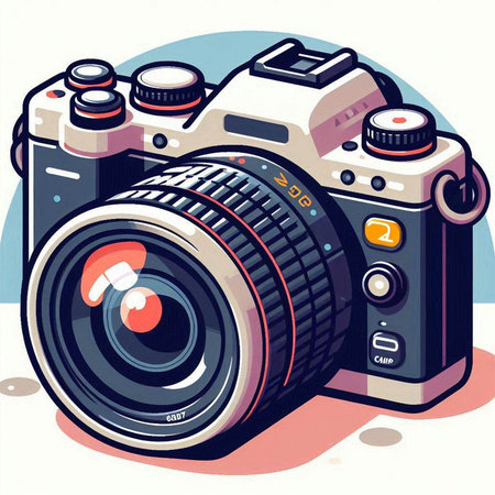 Retro camera on a white background. Vector illustration in retro style.のイラスト素材