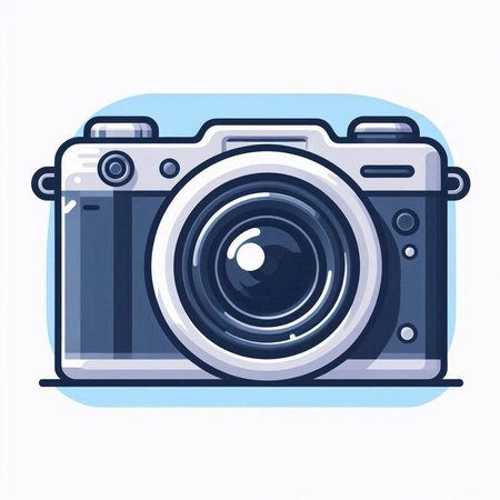 Camera icon. Vector illustration in flat style. Isolated on white background.のイラスト素材
