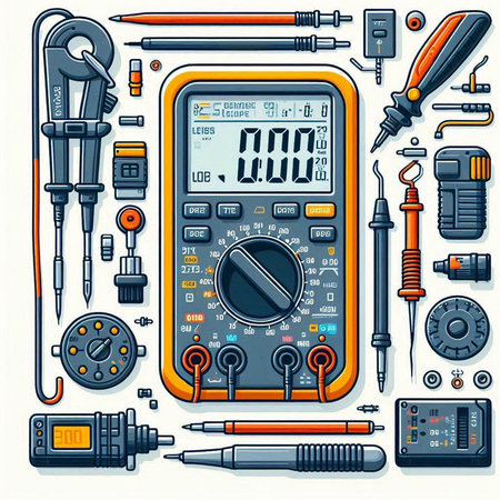 Electrical tools and instruments. Vector illustration in a flat style.のイラスト素材