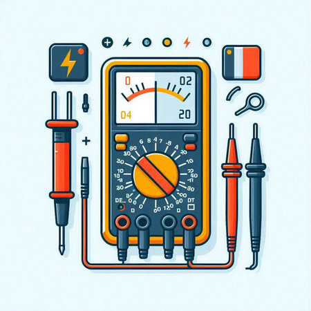 Multimeter, multimeter, voltmeter, multimeter, voltmeter, tester, soldering iron, electrician tools, vector illustrationのイラスト素材