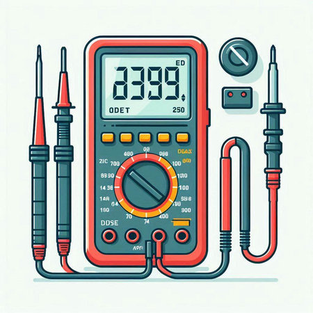 Digital multimeter. Electrical equipment. Vector illustration in flat style.のイラスト素材