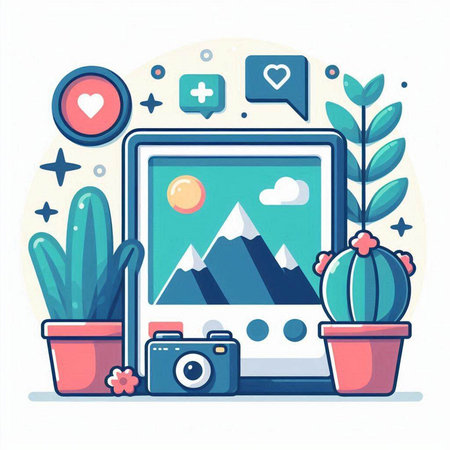 Flat design modern vector illustration concept of social media and digital marketing.のイラスト素材