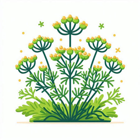 Flowering dill. Vector illustration isolated on white background.のイラスト素材