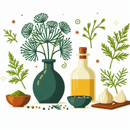 Herbs and spices. Herbs and spices. Vector illustration.のイラスト素材