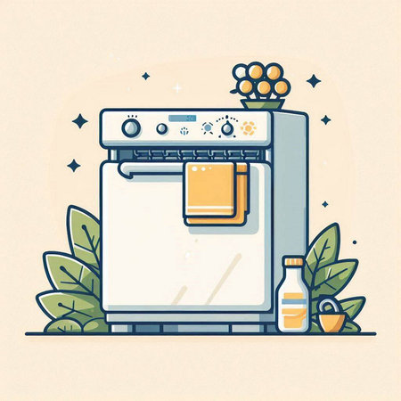 Illustration of a modern household appliances. Flat style vector illustration.のイラスト素材