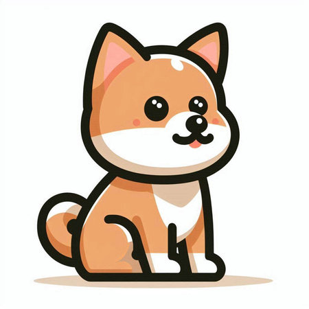 Cute Cartoon Shiba Inu Dog. Vector Illustration.のイラスト素材