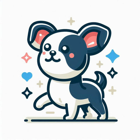 Cute cartoon dog. Vector illustration. Can be used for t-shirt design, greeting card, baby shower invitation.のイラスト素材